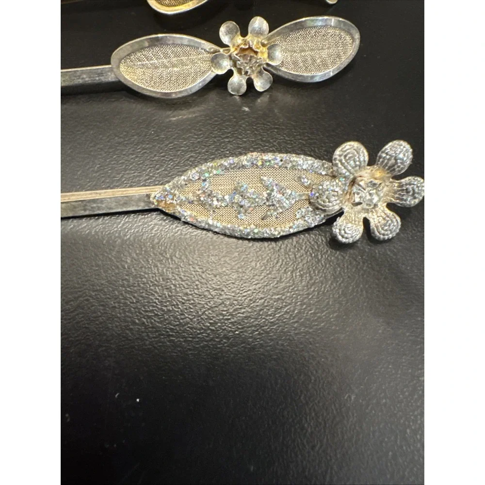 Vintage‎  Hair Accessories Lot Bobby Pins Flowers Bow Leaves  Rhinestone